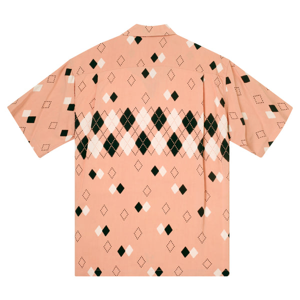 Argyle Printed Star of Hollywood SH38384 Pink Hawaiian Shirt SoH11085