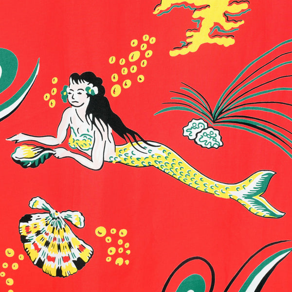 Red Mermaid Print SS38031 Hawaiian Shirt with Cuban Collar SURF10088