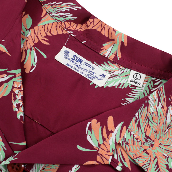 Studded Palm Tree Rayon Made SS38040 Wine Hawaiian Shirt SURF10262
