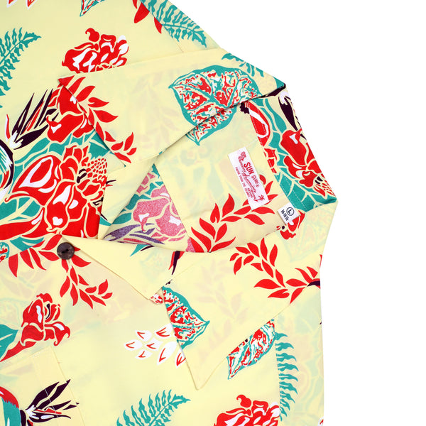 Yellow Flourish Flowers SS38322 Short Sleeve Hawaiian Shirt SURF11090
