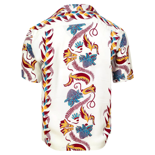 Shimmering Border Printed SS38326 Off White Hawaiian Shirt SURF11092