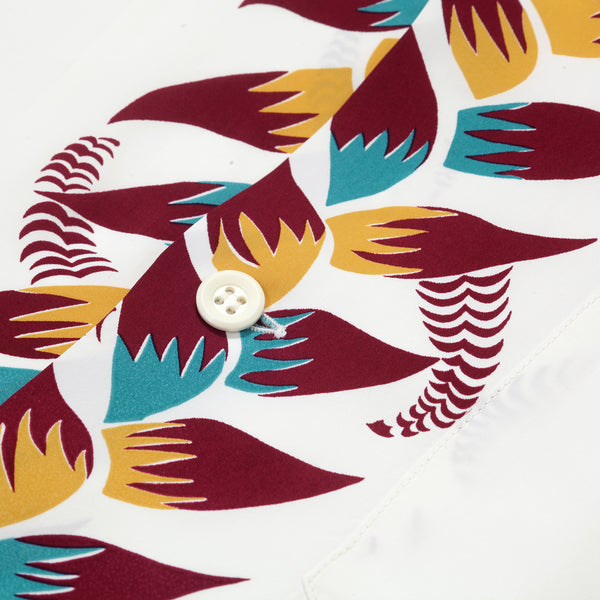 Shimmering Border Printed SS38326 Off White Hawaiian Shirt SURF11092