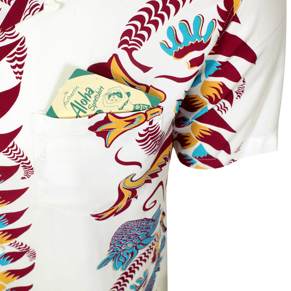 Shimmering Border Printed SS38326 Off White Hawaiian Shirt SURF11092