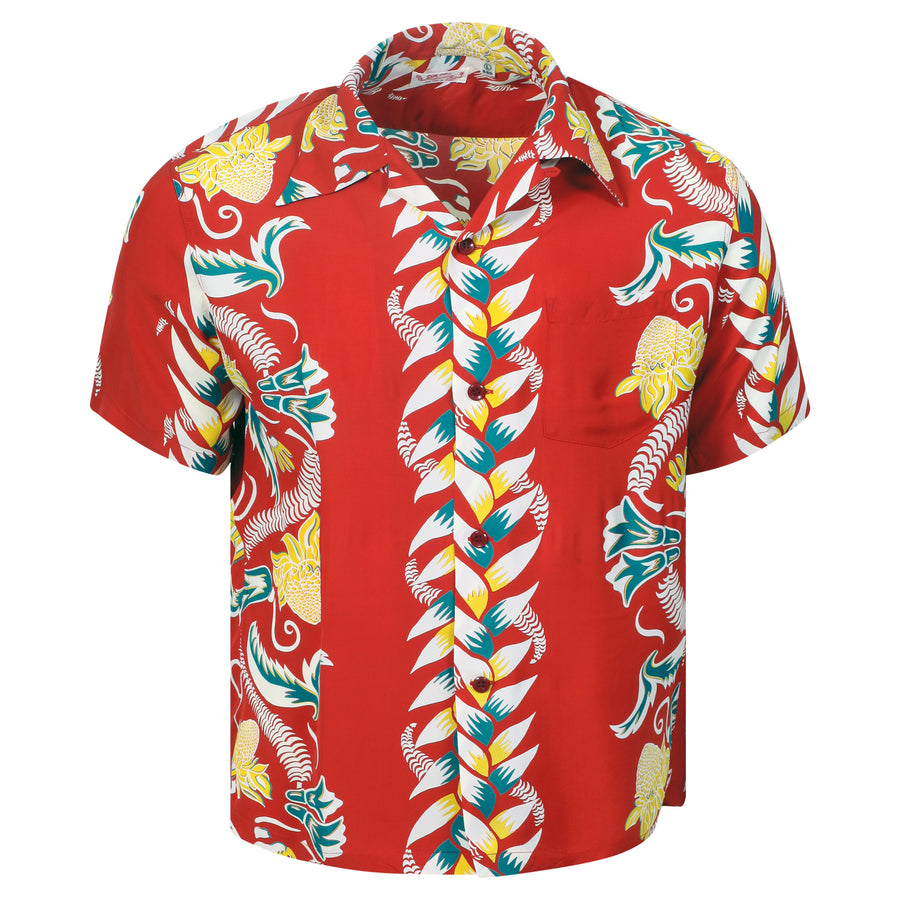 Shimmering Border Print SS38326 Hawaiian Shirt in Wine Red SURF11093 Shimmering Border Print SS38326 Hawaiian Shirt in Wine Red SURF11093