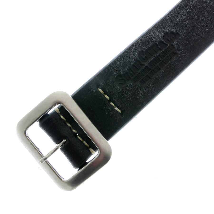 Vintage Black Leather F01406 Casual Belt with Steel Buckle CANE1141