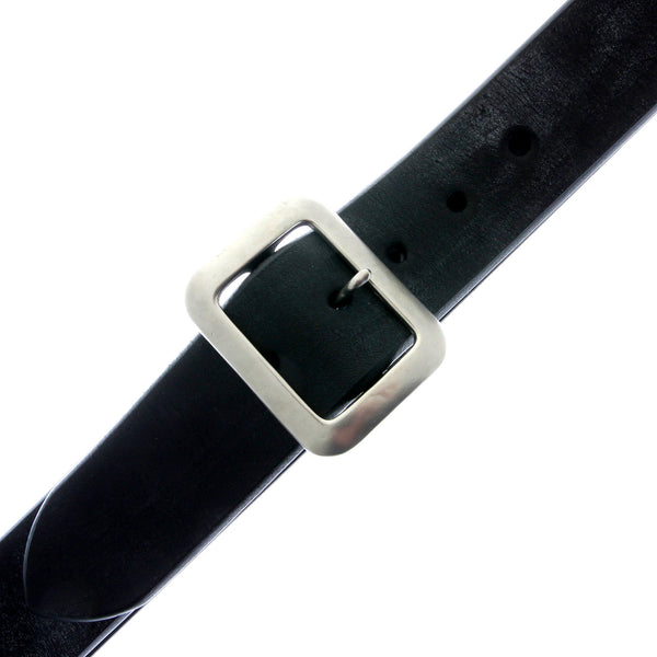 Vintage Black Leather F01406 Casual Belt with Steel Buckle CANE1141