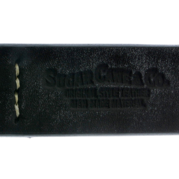 Vintage Black Leather F01406 Casual Belt with Steel Buckle CANE1141