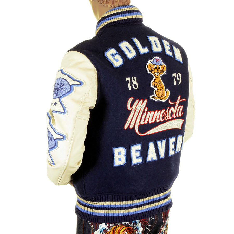 Stadium jacket Sugar Cane Whitesville Letterman Golden Beaver  jacket WV11793 128 WHIT4231