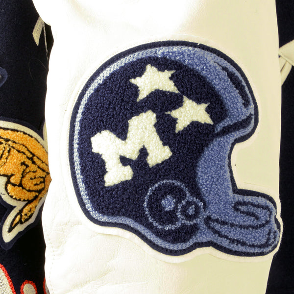 Whitesville Letterman by Sugar Cane Golden Beaver stadium jacket WV11793 128 WHIT4231