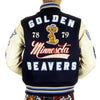 Whitesville Letterman by Sugar Cane Golden Beaver stadium jacket WV11793 128 WHIT4231