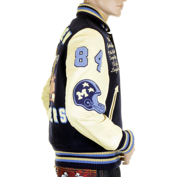 Whitesville Letterman by Sugar Cane Golden Beaver stadium jacket WV11793 128 WHIT4231
