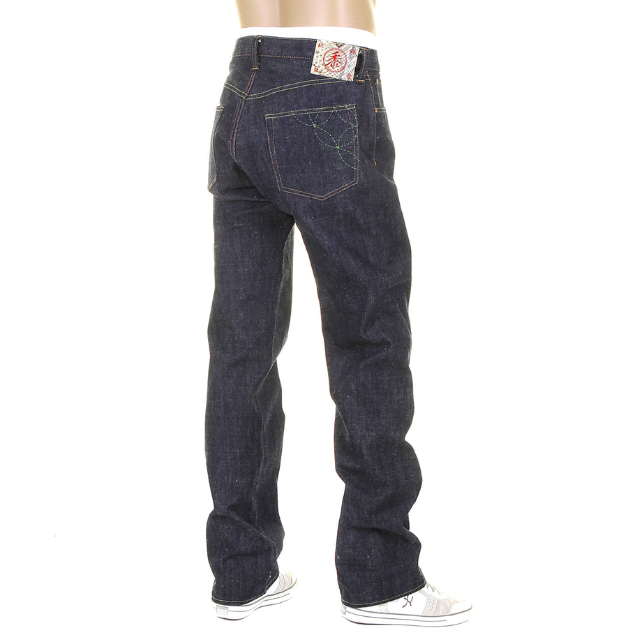 Navy Blue Okinawa Raw SC40301N Non Wash Selvedge Denim Jeans CANE3214