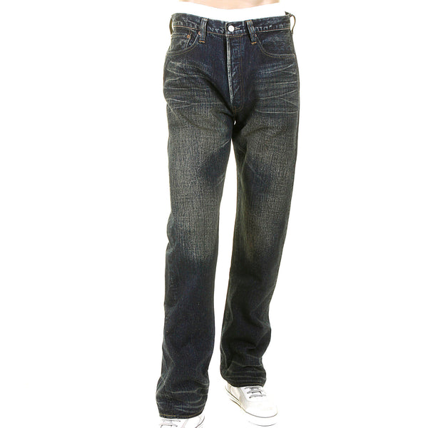 Okinawa Hard Wash SC40301H Selvedge Denim Jeans in Navy Blue CANE4070