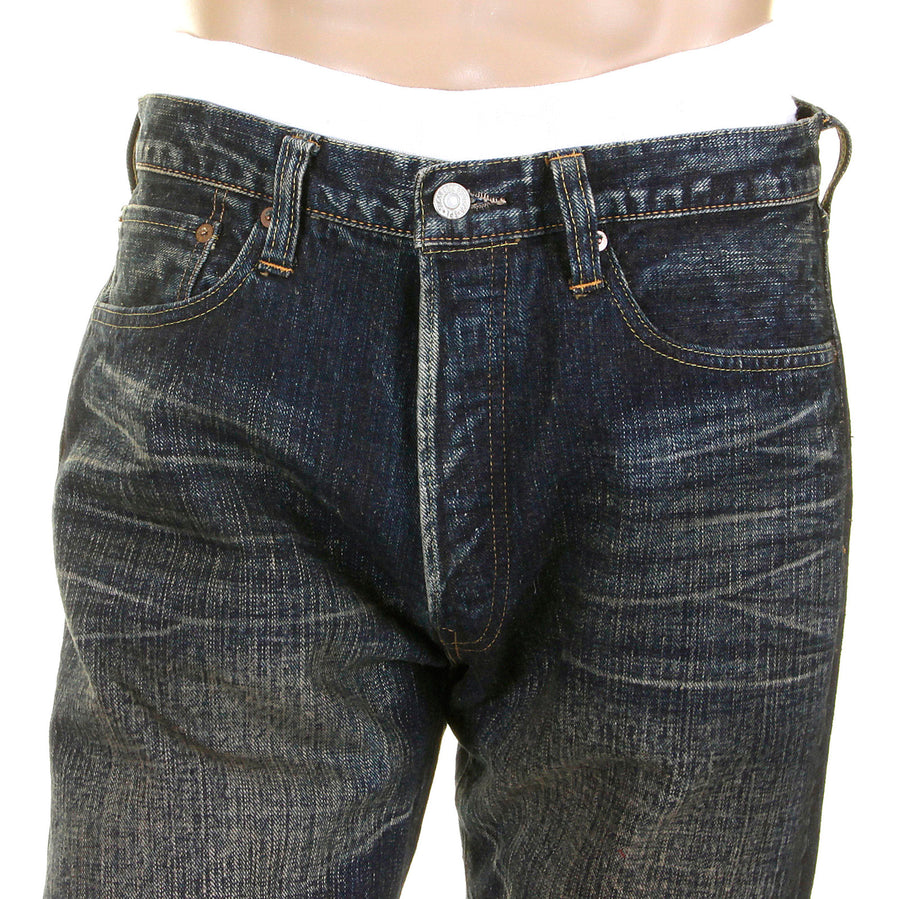 Okinawa Hard Wash SC40301H Selvedge Denim Jeans in Navy Blue CANE4070