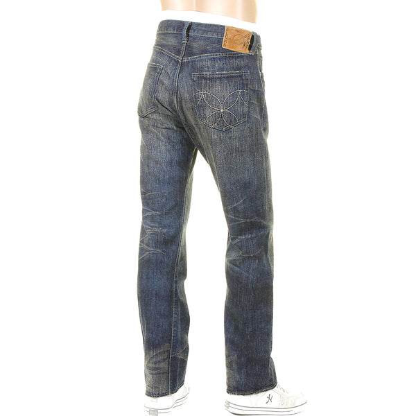 パンツ wax coating straight denim Hard Wash SC40401H Navy Blue Japanese Selvedge Denim Jeans