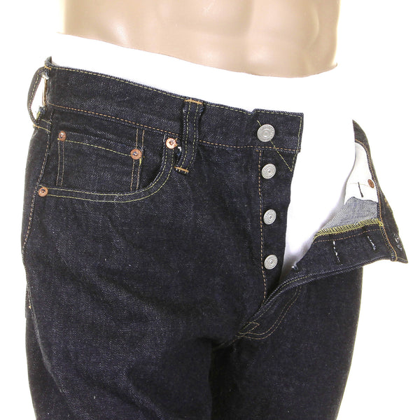 Navy Blue Vintage Cut SC41947A One Rinsed Selvedge Denim Jeans CANE5251