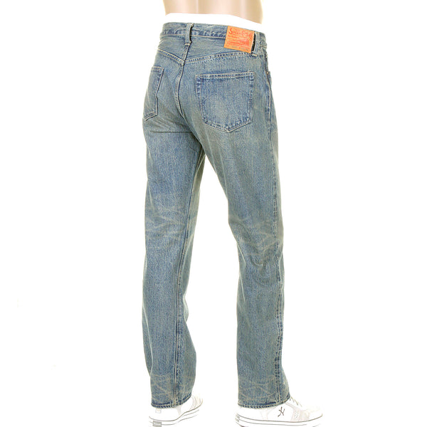 Hinomaru Vintage shops Made In Japan Selvedge Distressed Light Wash Horse Hair Jeans