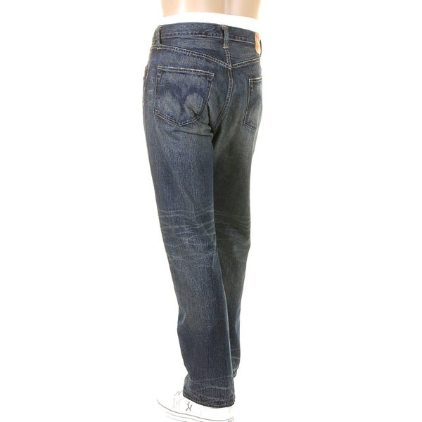 Vintage Cut Hard Wash SC41947H Dark Blue Selvedge Denim Jeans CANE5254