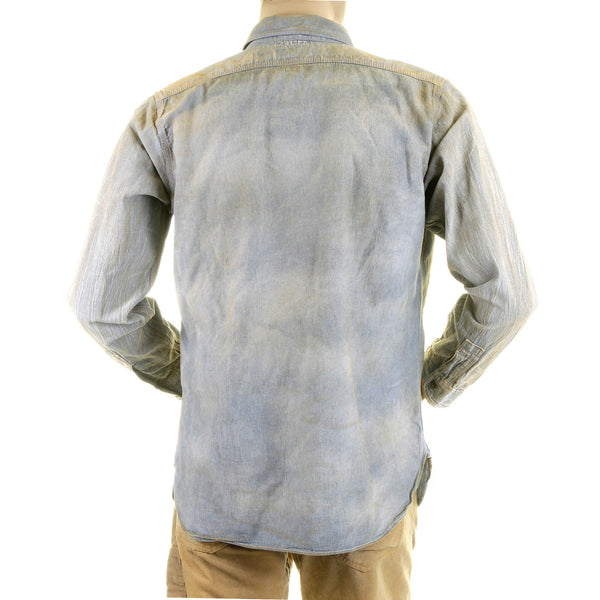 Chambray Heavy Wash Navy SC25355H Stained Vintage Work Shirt CANE2834
