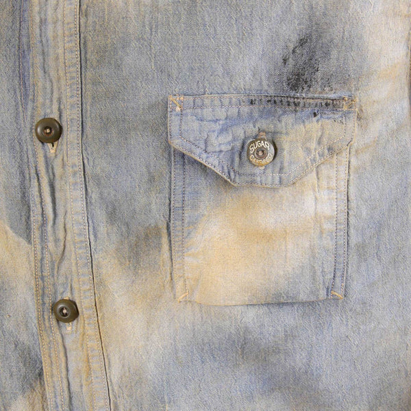 Chambray Heavy Wash Navy SC25355H Stained Vintage Work Shirt CANE2834