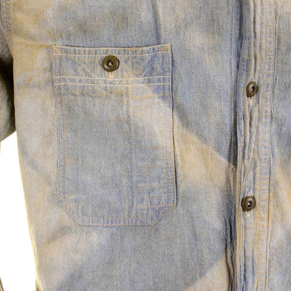 Chambray Heavy Wash Navy SC25355H Stained Vintage Work Shirt CANE2834