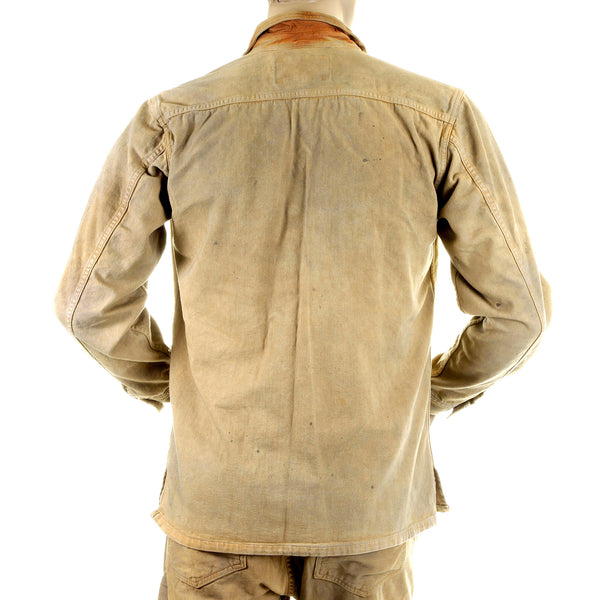 Sugarcane Mens SC12241H Fiction Romance Vintage Wash Workwear Denim Jacket/Overshirt in Brown CANE2830