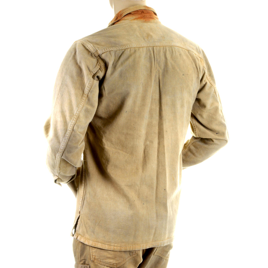 Sugarcane Mens SC12241H Fiction Romance Vintage Wash Workwear Denim Jacket/Overshirt in Brown CANE2830