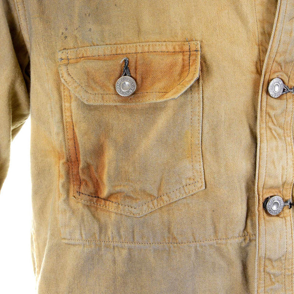 Sugarcane Mens SC12241H Fiction Romance Vintage Wash Workwear Denim Jacket/Overshirt in Brown CANE2830