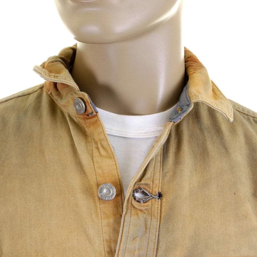 Sugarcane Mens SC12241H Vintage Wash Brown Fiction Romance Denim Workwear Jacket/Overshirt CANE2830A