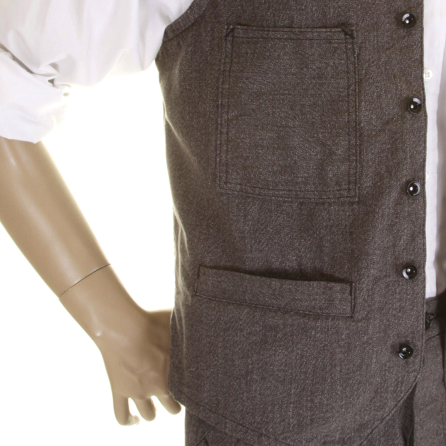 Sugarcane Mens SC12243 Vintage Cut 1940s Style Cover Engineer Cotton Waistcoat Vest in Charcoal Black CANE0251