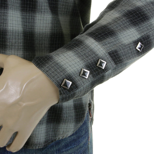 Grey Check SC25371 Western Shirt with Diamond Shaped Buttons CANE2825