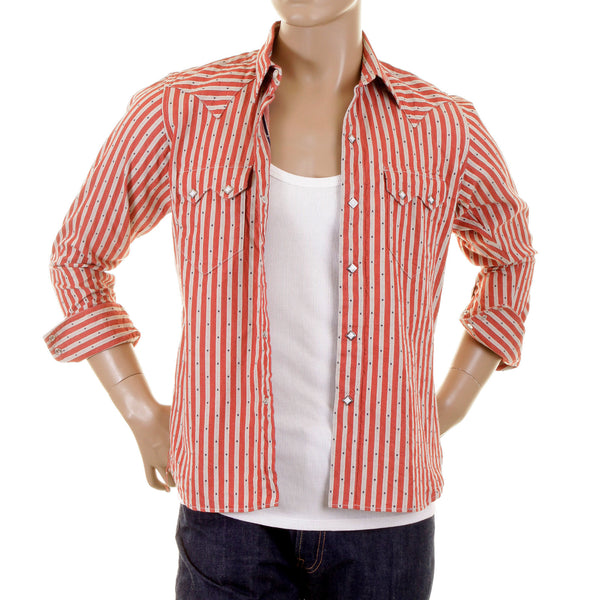 Doddy Red and Off White SC25369 Striped Shirt with Navy Stars CANE2280