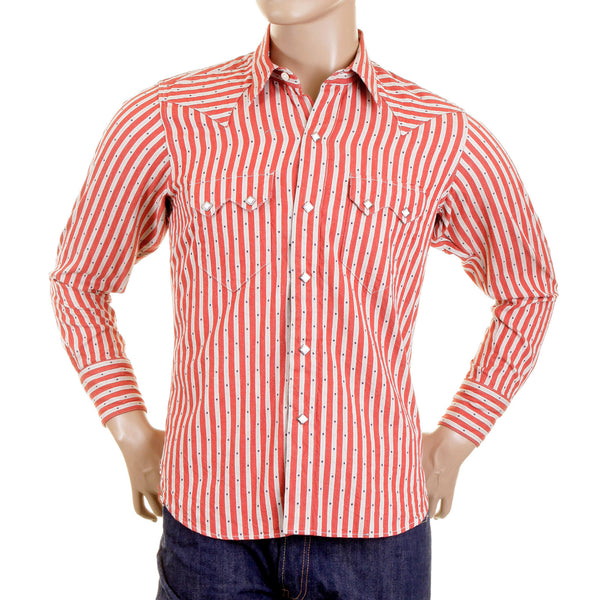 Doddy Red and Off White SC25369 Striped Shirt with Navy Stars CANE2280