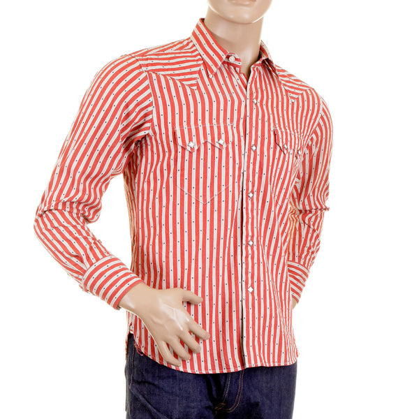Doddy Red and Off White SC25369 Striped Shirt with Navy Stars CANE2280