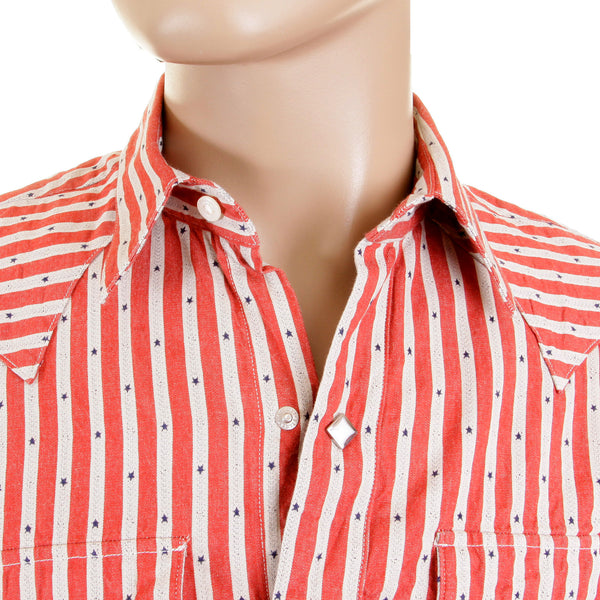 Doddy Red and Off White SC25369 Striped Shirt with Navy Stars CANE2280