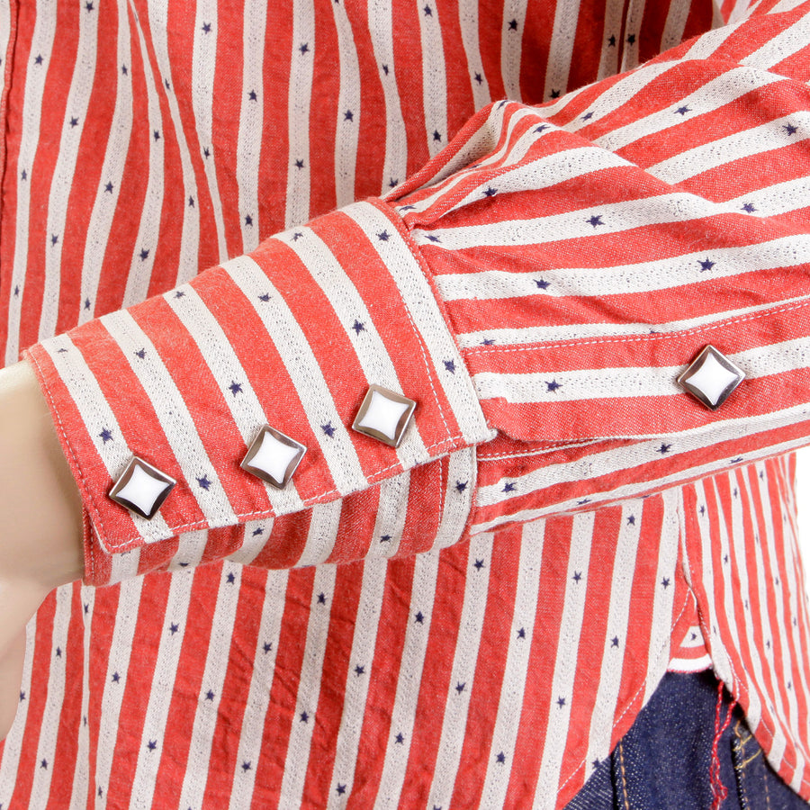 Doddy Red and Off White SC25369 Striped Shirt with Navy Stars CANE2280