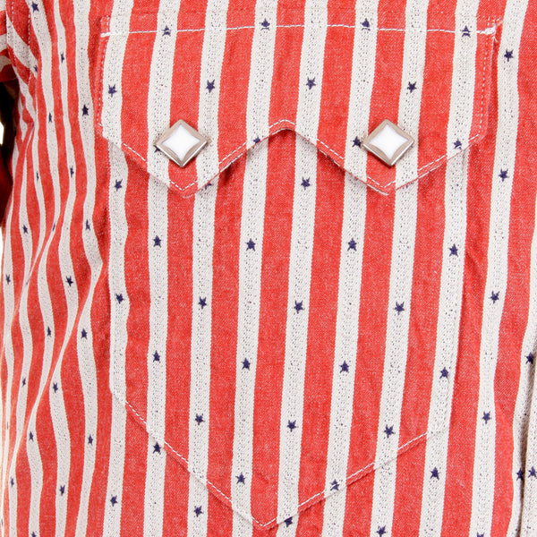 Doddy Red and Off White SC25369 Striped Shirt with Navy Stars CANE2280