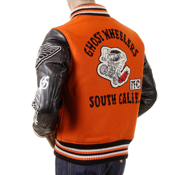 Sugar Cane's Whitesville WV12077 159 30oz Wool melton set in award Letterman Ghost Wheelers stadium jacket CANE2099
