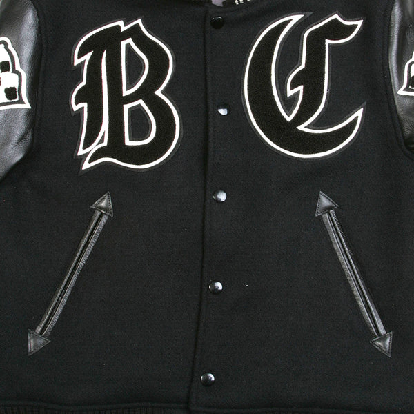 Black Raglan Sleeve WV11375 Crank Busters Letterman Jacket WHIT3781A