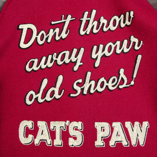 Red Body Brown Raglan Sleeve WV11376 Cats Paw Varsity Jacket WHIT3783a