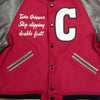 Red Body Brown Raglan Sleeve WV11376 Cats Paw Varsity Jacket WHIT3783a