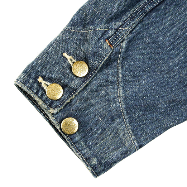 Sugar Cane Mens SC10705H Regular Fit Hard Wash Vintage Cut Denim Work Coat with Cargo Style Pockets CANE9033