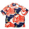 Sun Surf Mens SS33330 Vintage Hawaiian Navy Blue Short Sleeve Cuban Collar Shirt with Falcon and Aloha Moon Print SURF9054