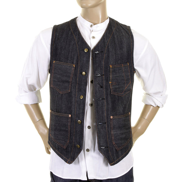 Sugarcane Vintage Cut SC12242N Fiction Romance Regular Fit Non Wash Denim Work Vest CANE1075