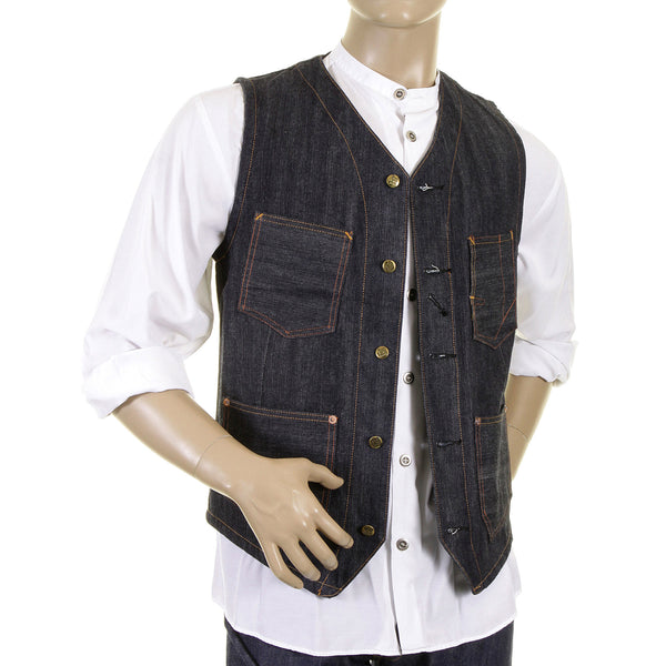 Sugarcane Vintage Cut SC12242N Fiction Romance Regular Fit Non Wash Denim Work Vest CANE1075
