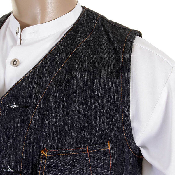 Sugarcane Vintage Cut SC12242N Fiction Romance Regular Fit Non Wash Denim Work Vest CANE1075