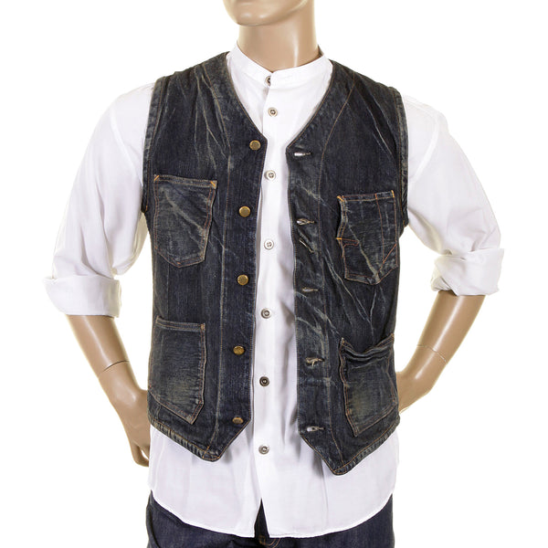 Sugar Cane waistcoat Fiction Romance hard wash denim 30s model SC12242H work vest top CANE1219