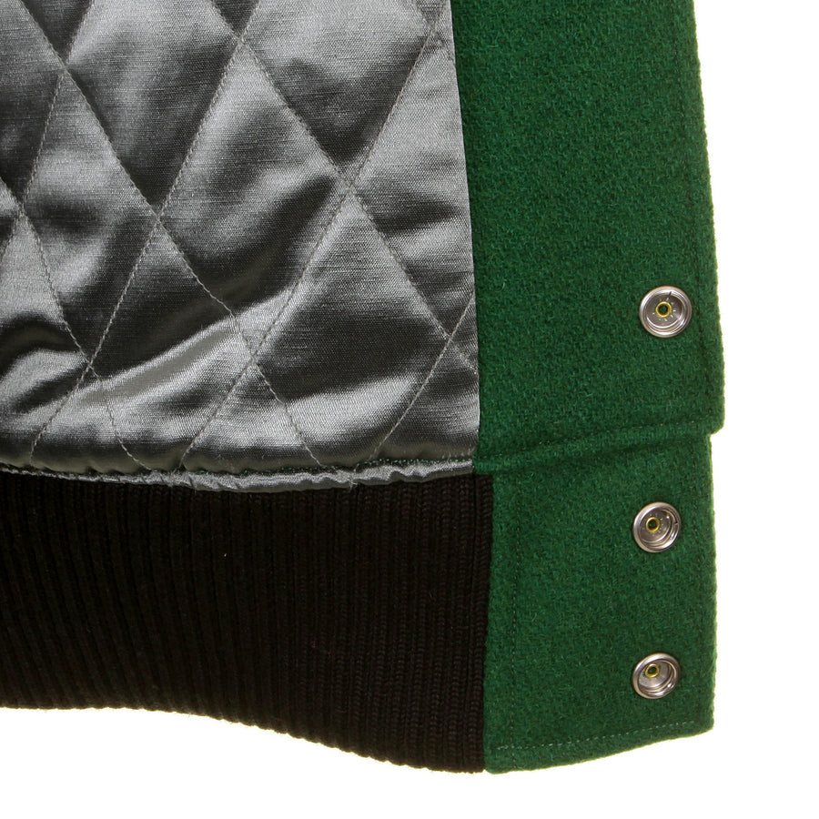 Green and Black Leather Sleeve WV12310 Award Spartans Jacket WHIT1092