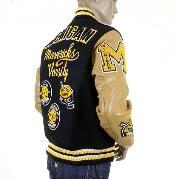 Sugar Cane's Whitesville Letterman WV12310 30oz melton wool set in award Mavericks stadium jacket WHIT1091