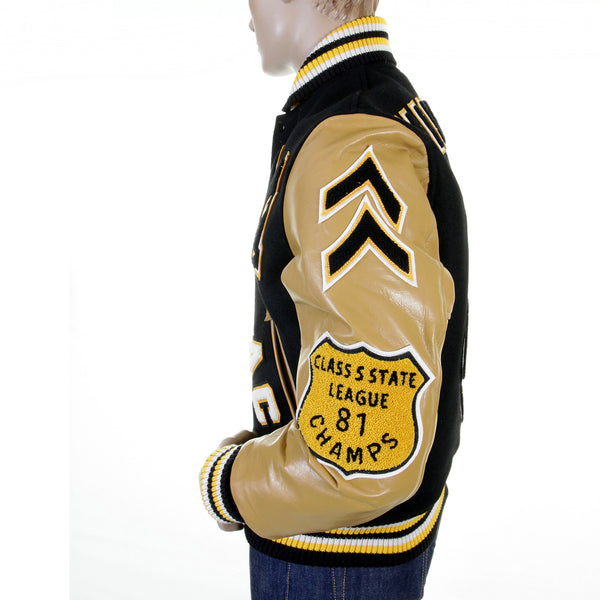 Sugar Cane's Whitesville Letterman WV12310 30oz melton wool set in award Mavericks stadium jacket WHIT1091